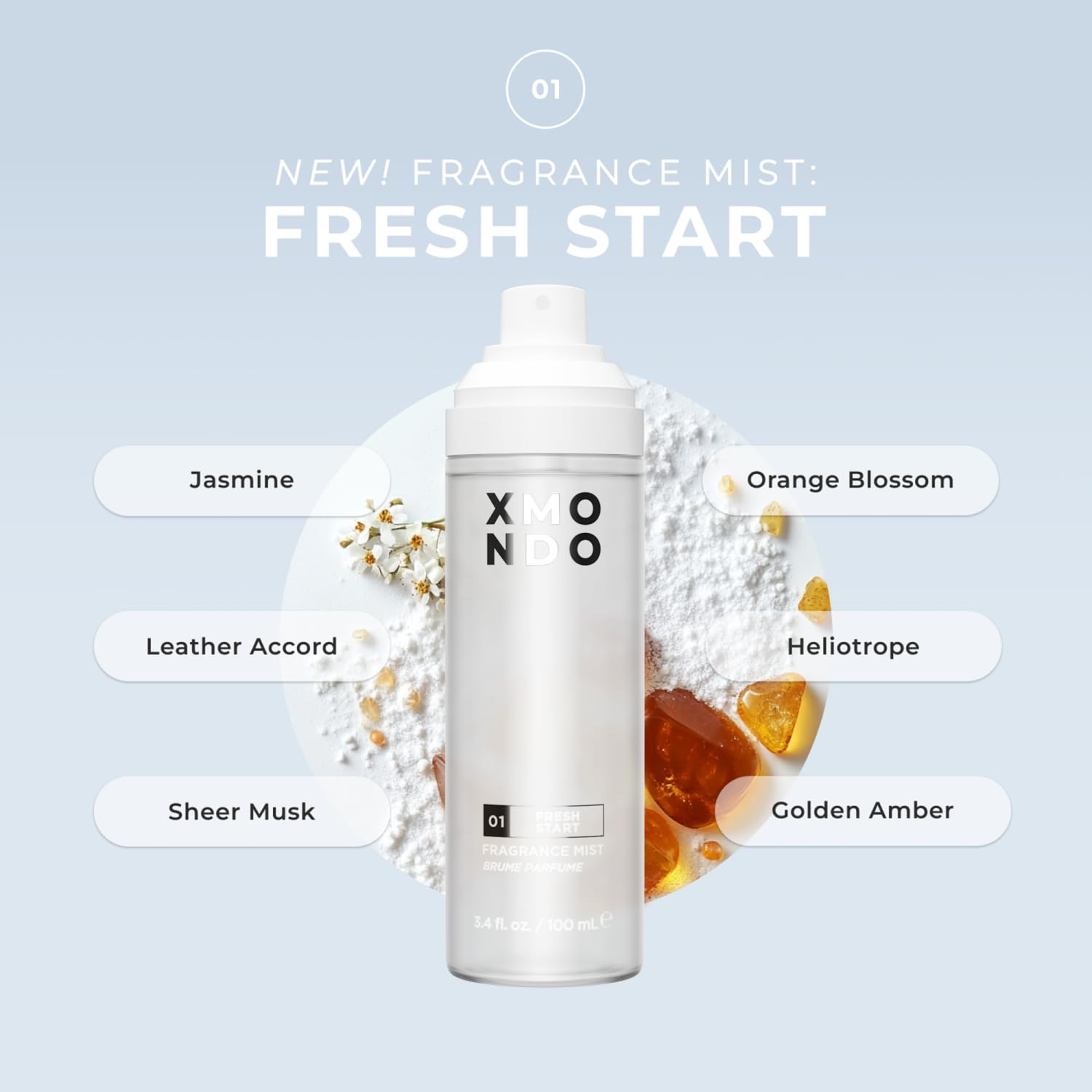 XMONDO 01 Fresh Start Fragrance Mist – Lightweight Hair & Body Perfume with Hyaluronic Acid & Squalane