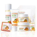 XMXueMei Turmeric Skin Care Set – 9-Piece Kit with Honey Sheet Masks, Soap Bar, Cleanser, Toner, Serum, Moisturizer, and Eye Cream