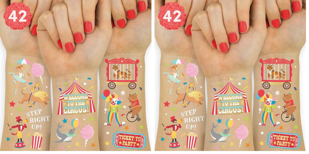 xo, Fetti Circus Party Temporary Tattoos — 42 Gold & Silver Foil Styles (Pack of 2)