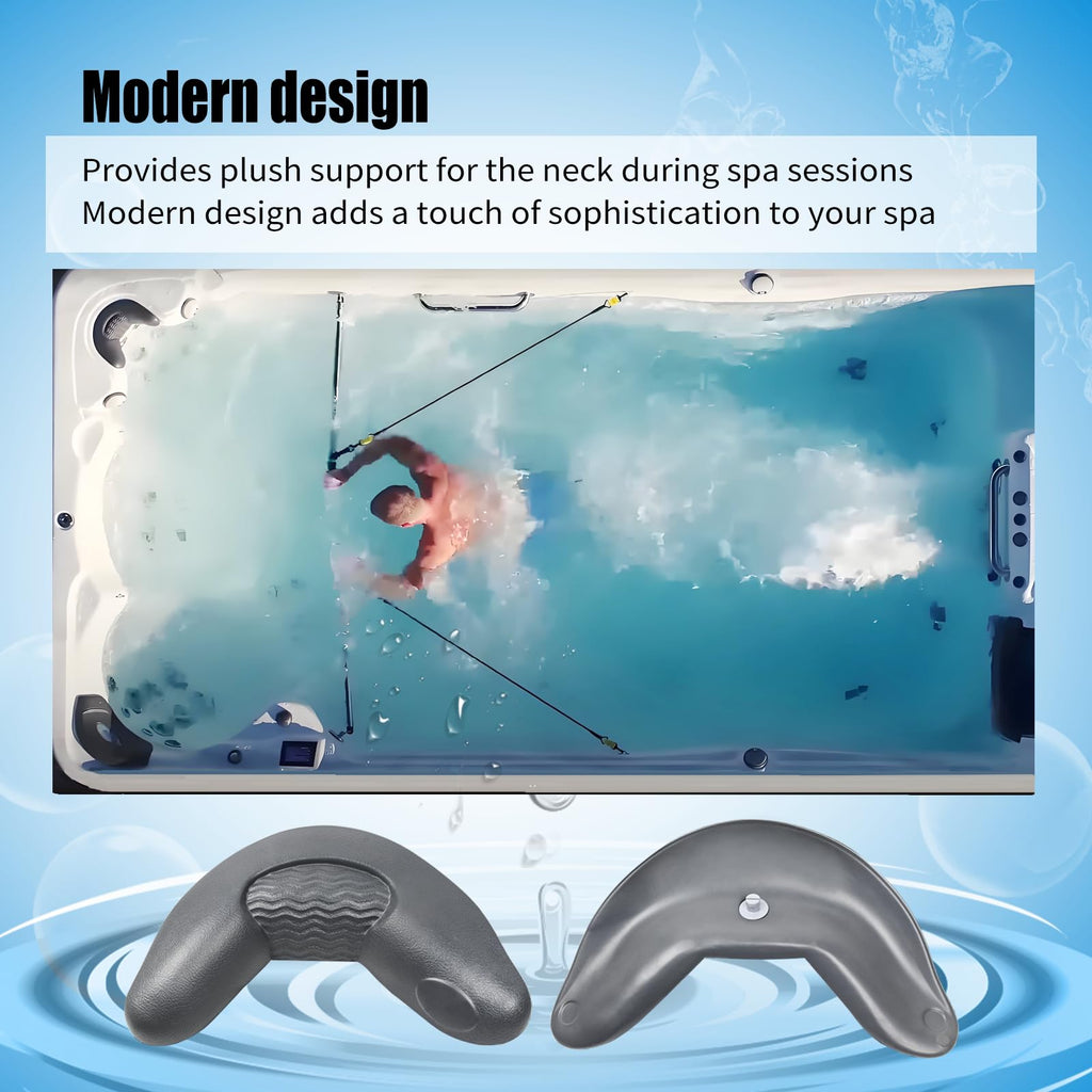 XQK Spa Neck Pillow Headrest, Charcoal Gray — Compatible with Artisean Island Spa Series, Tidal Fit & Tropic Seas Spas (Model 26-1304-85)