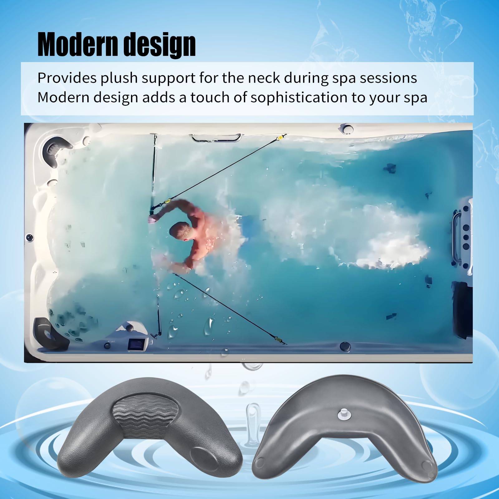 XQK Spa Neck Pillow Headrest, Charcoal Gray — Compatible with Artisean Island Spa Series, Tidal Fit & Tropic Seas Spas (Model 26-1304-85)