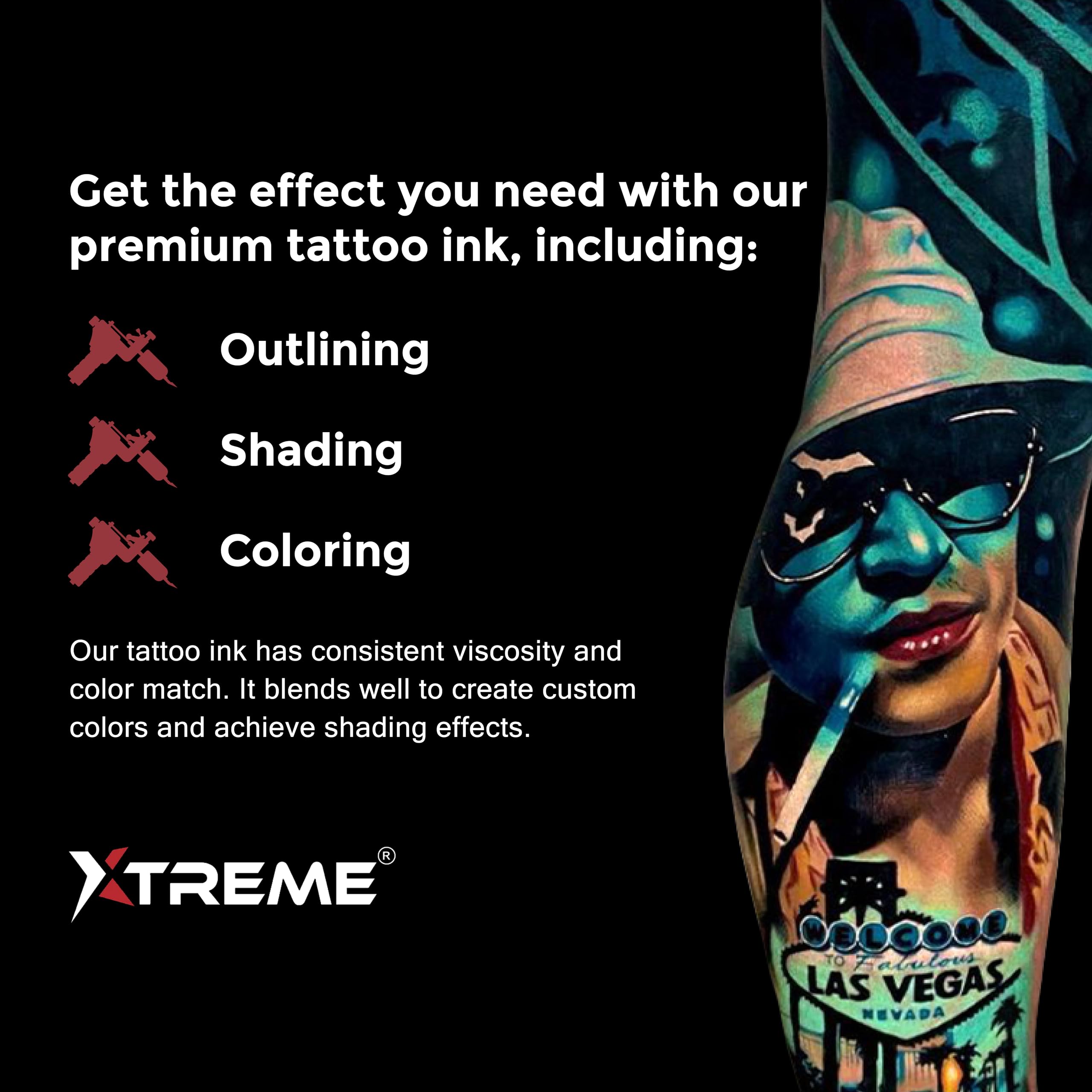 Xtreme Ink Neon Set – 5 Color Neon Tattoo Inks | Water-Based, Vegan, UV-Free