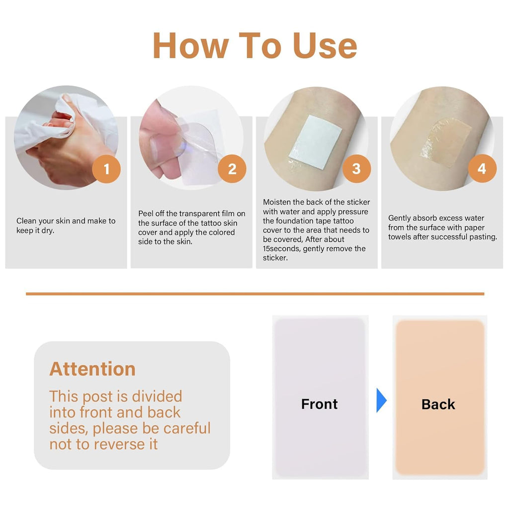 XUEVORIY Tattoo Cover Up Tape – Ultra-Thin Waterproof Skin-Tone Tape (4pcs)