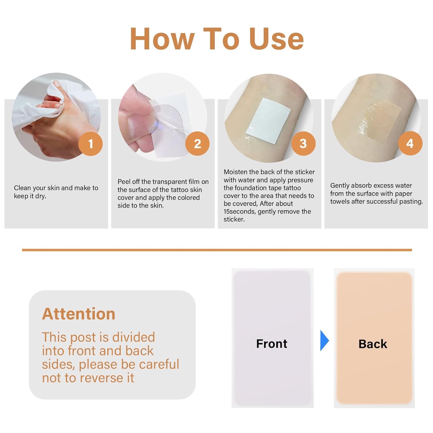 XUEVORIY Tattoo Cover Up Tape – Ultra-Thin Waterproof Skin-Tone Tape (4pcs)