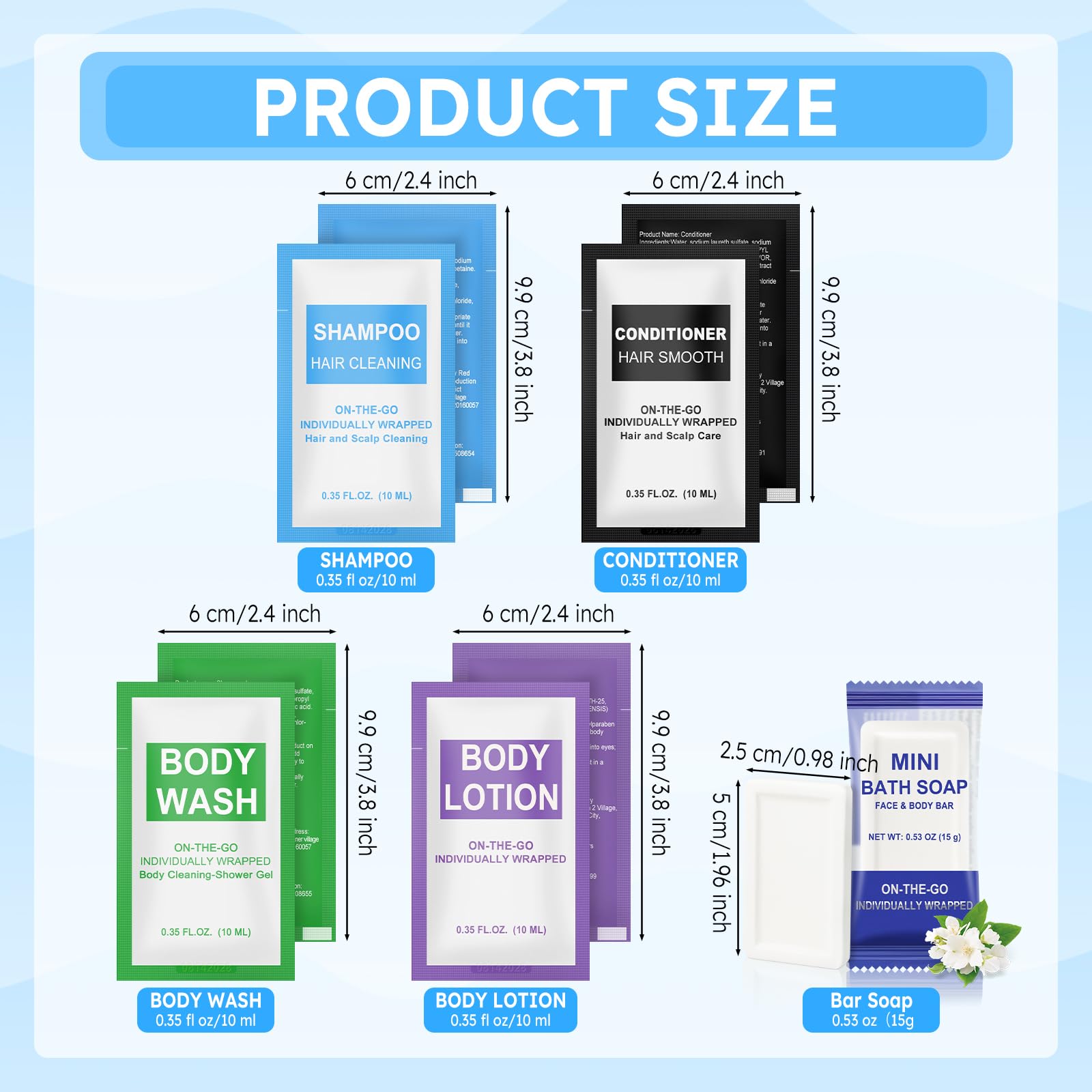 Xuezoioy 50 Pcs 5-in-1 Hotel Toiletries Bulk Set – Travel-Ready Mini Care Essentials
