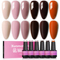 XunmotorYao Gel Nail Polish Set – 6 Colors Brown Orange Pink | Soak-Off UV/LED Nail Kit for DIY Nails