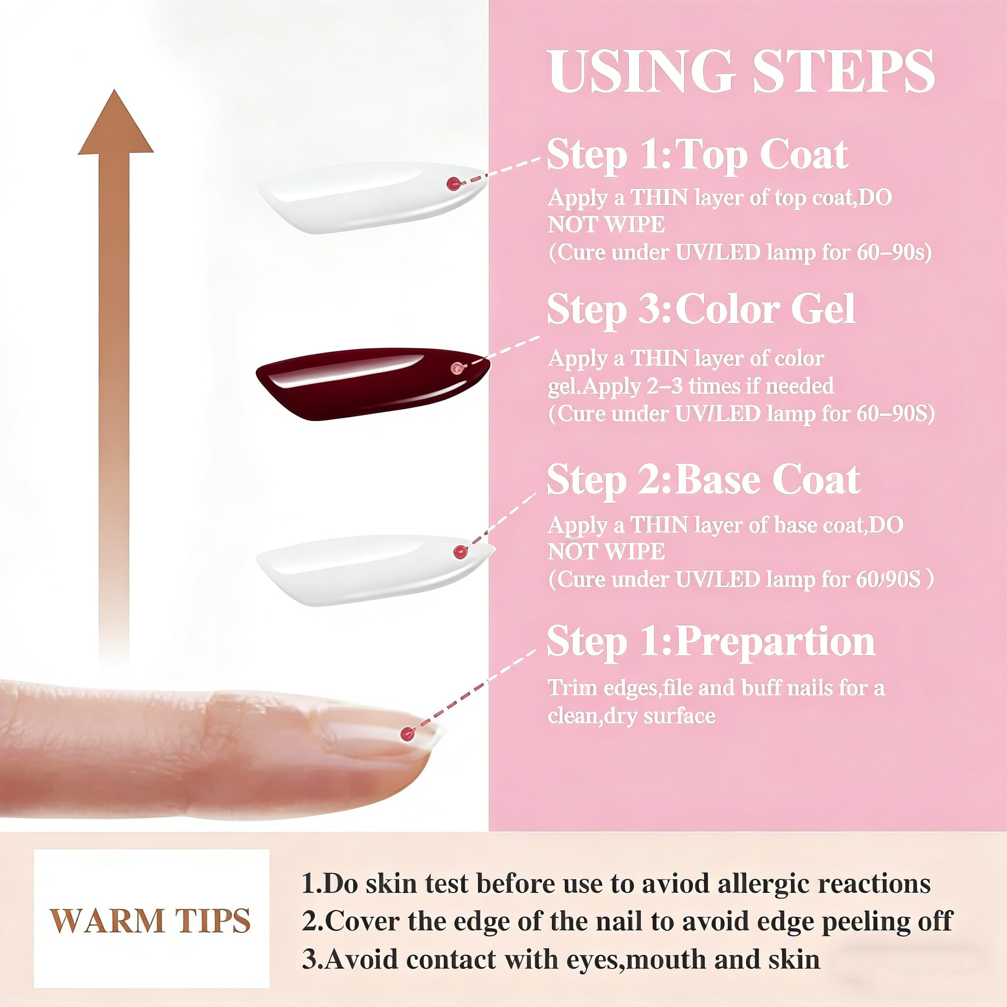 XunmotorYao Gel Nail Polish Set – 6 Colors Brown Orange Pink | Soak-Off UV/LED Nail Kit for DIY Nails