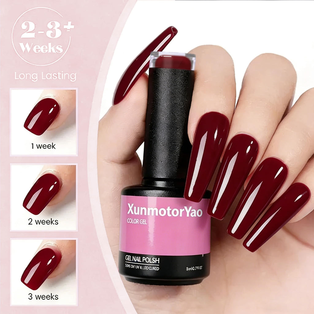 XunmotorYao Gel Nail Polish Set – 6 Colors for Home Manicure | UV/LED Soak Off Kit