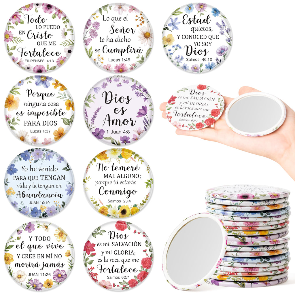 Y1tvei Spanish Flower Bible Mirrors — 36-Piece Pocket Scripture Set