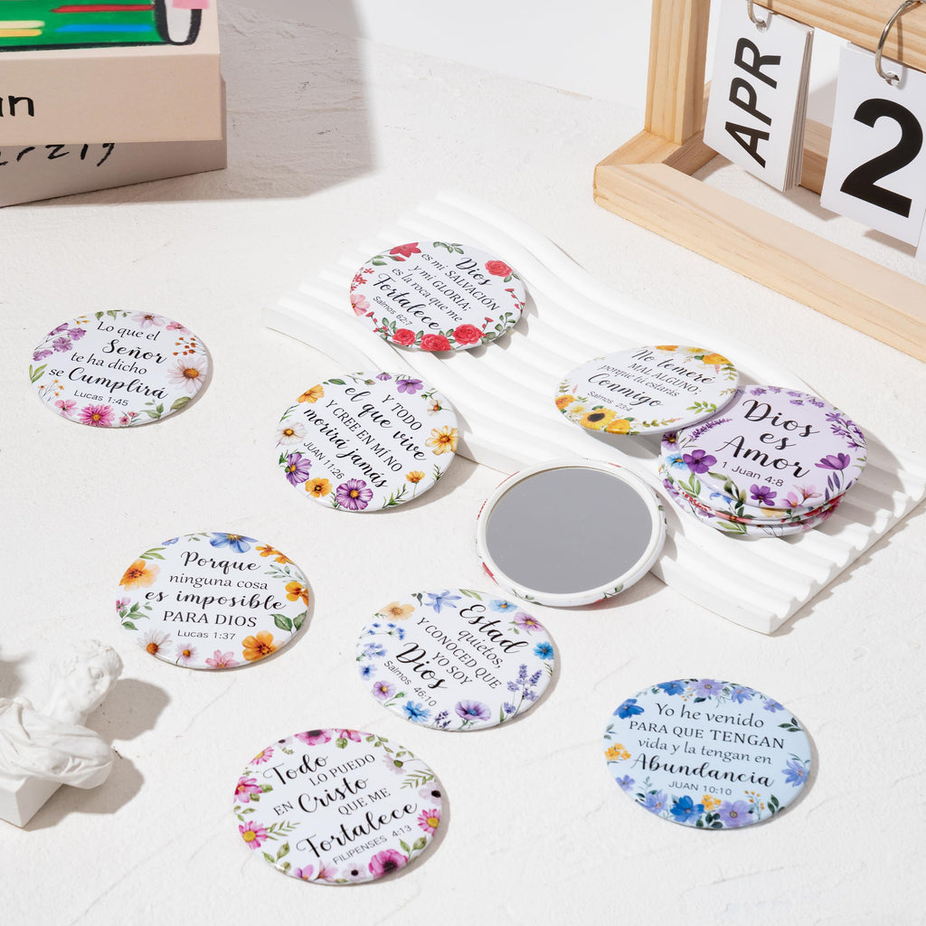 Y1tvei Spanish Flower Bible Mirrors — 36-Piece Pocket Scripture Set