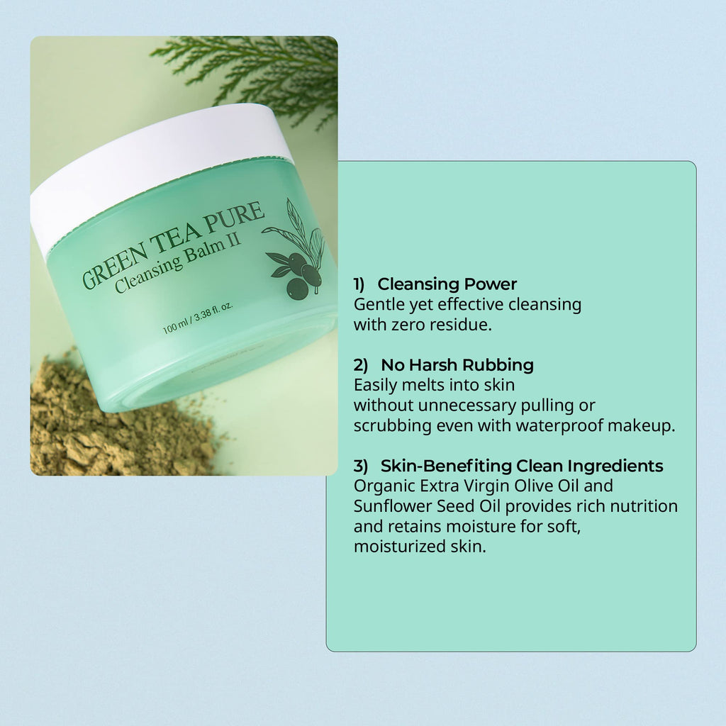 YADAH Green Tea Cleansing Balm II – Gentle, Residue-Free Makeup Remover (Vegan)
