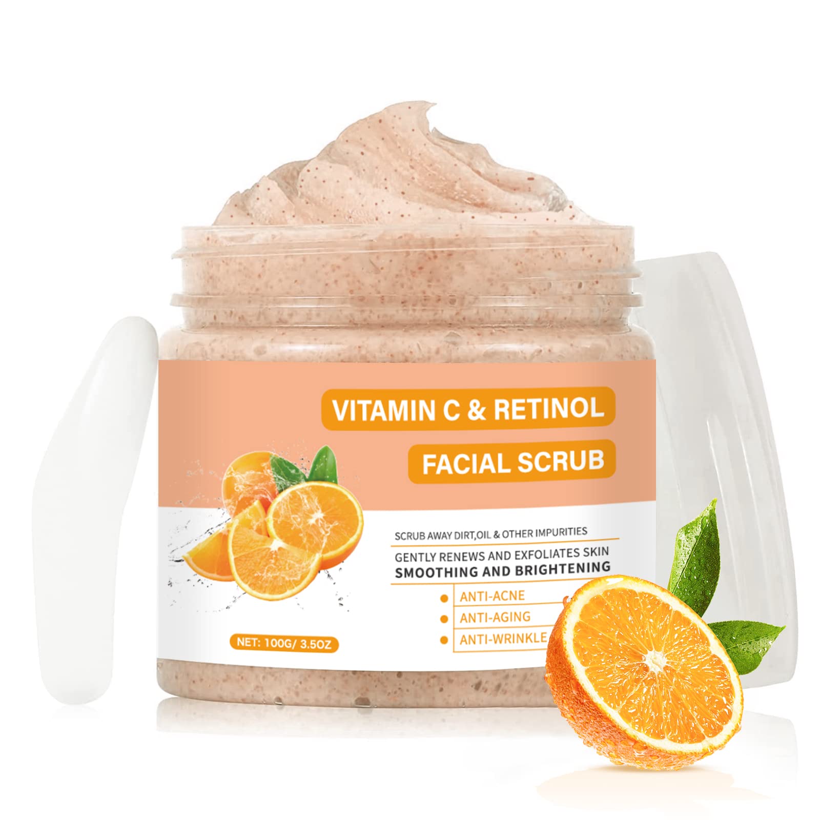 YAFUSIPE Vitamin C & Retinol Facial Scrub – Exfoliating Face Wash & Body Scrub (3.5 oz)