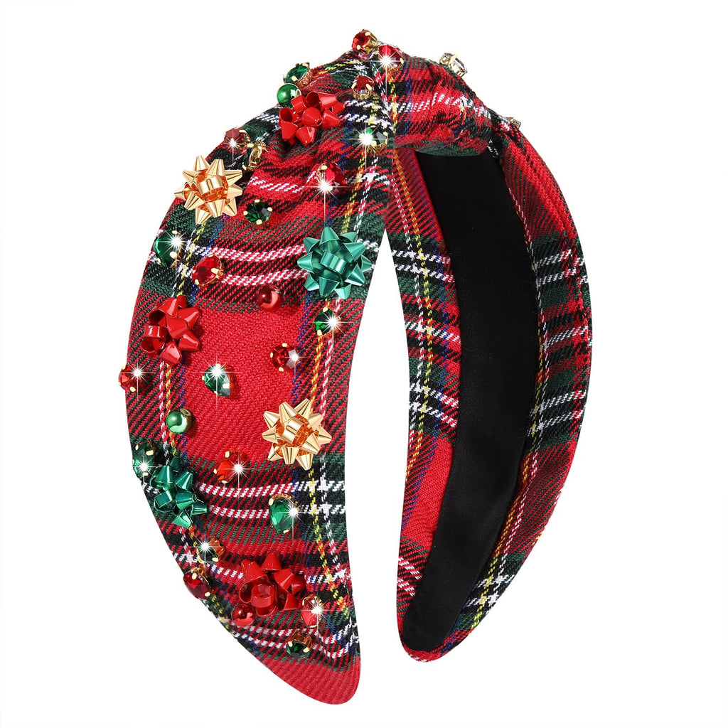 YAHPERN Christmas Headband for Women – Jeweled Xmas Bow, Snowflake, Knotted Style