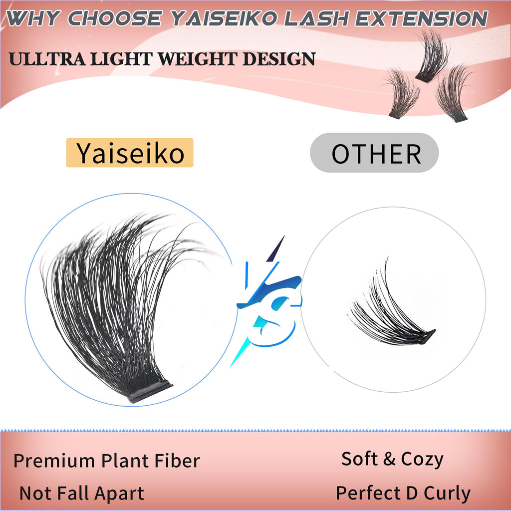 Yaiseiko Full Volume Lash Clusters 340Pcs 8-25mm | 300D D-Curl Bulk Lashes