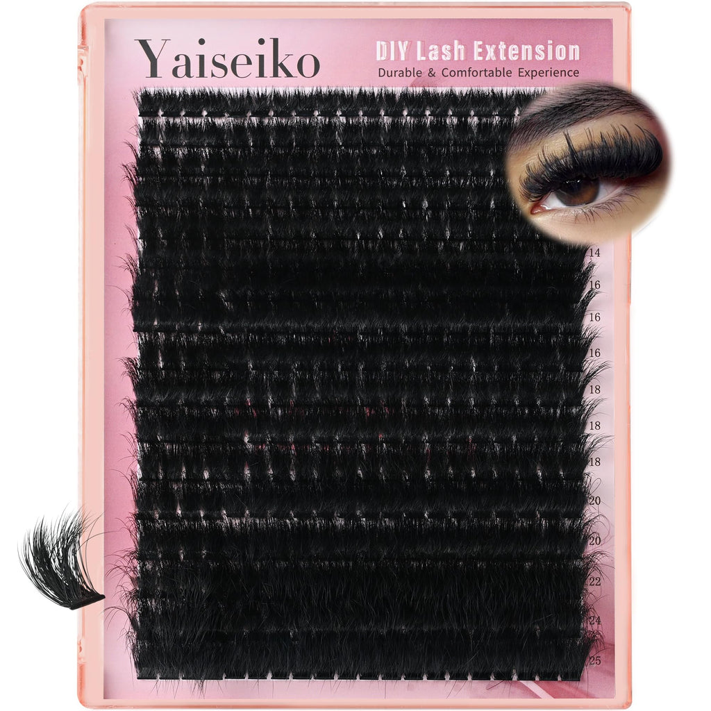 Yaiseiko Full Volume Lash Clusters 340Pcs 8-25mm | 300D D-Curl Bulk Lashes
