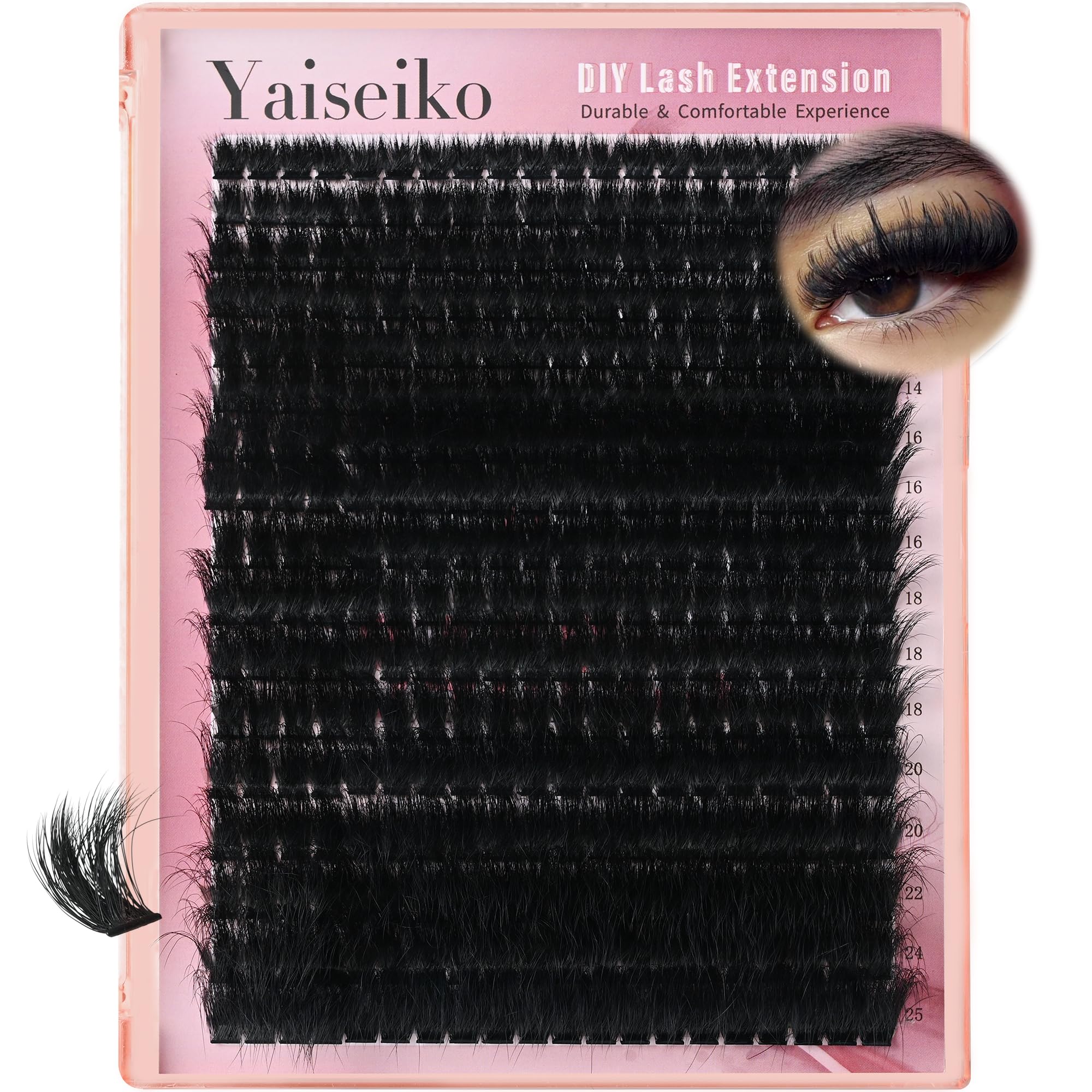 Yaiseiko Full Volume Lash Clusters 340Pcs 8-25mm | 300D D-Curl Bulk Lashes