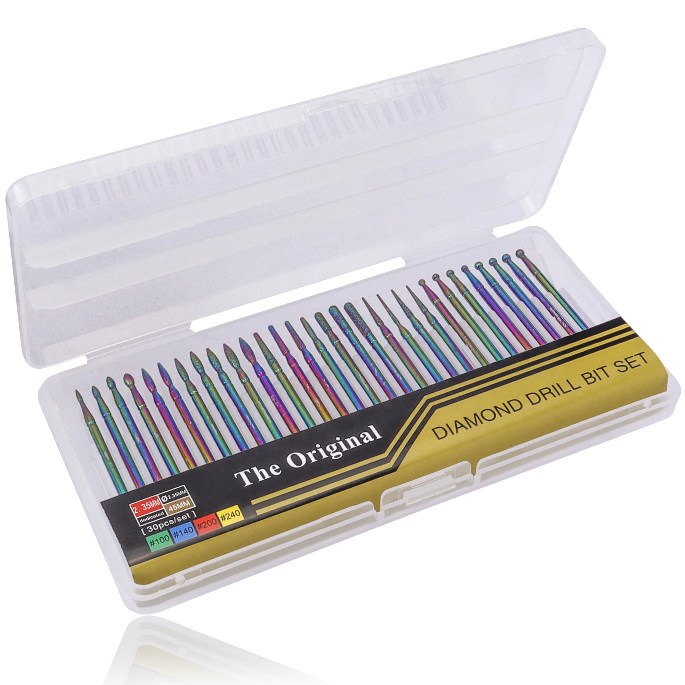 YAKAMOZ Professional Cuticle Nail Drill Bits – 30Pcs, 3/32 Inch Shank Diamond E File Set for Gel Polish, Acrylic & Cuticle Removal