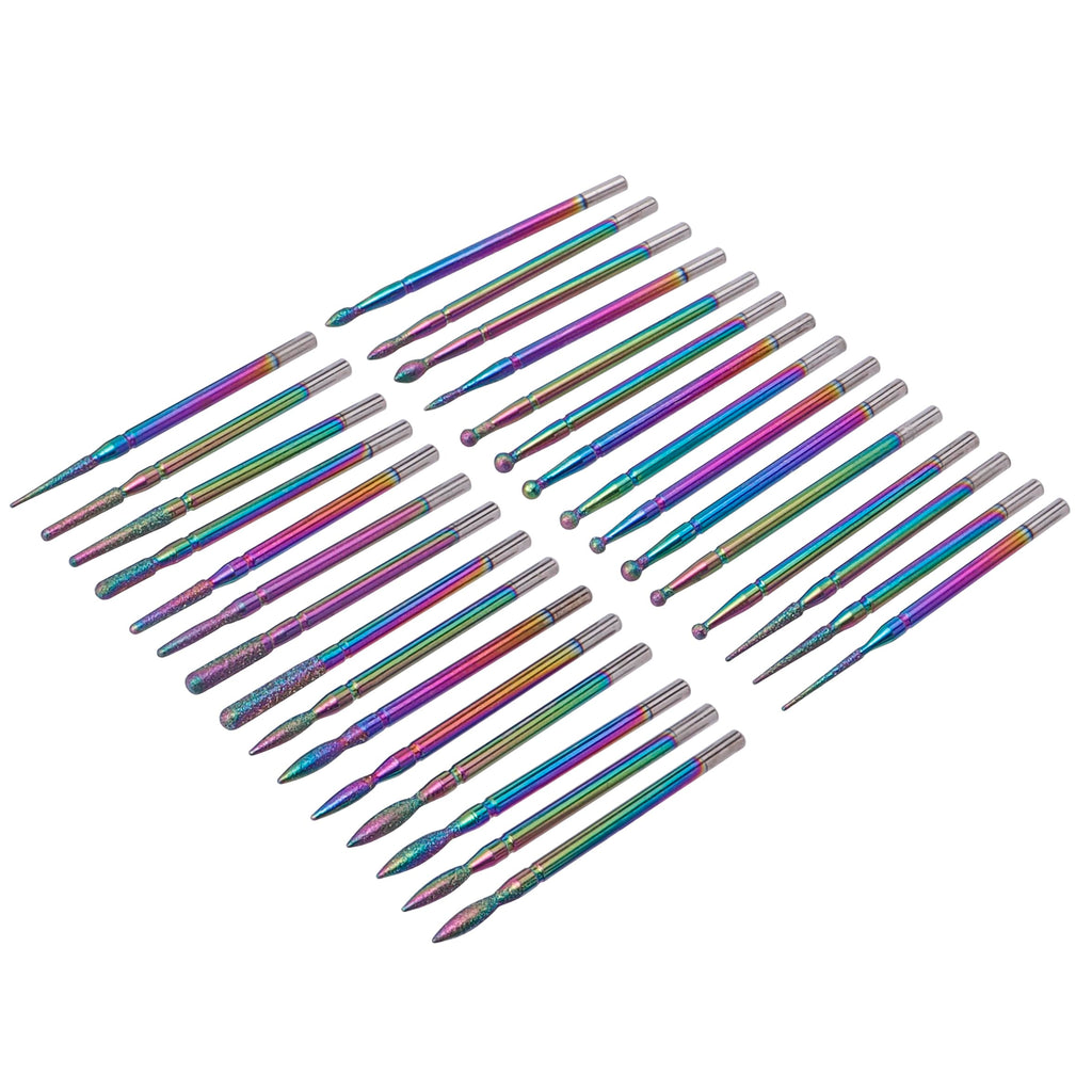YAKAMOZ Professional Cuticle Nail Drill Bits – 30Pcs, 3/32 Inch Shank Diamond E File Set for Gel Polish, Acrylic & Cuticle Removal