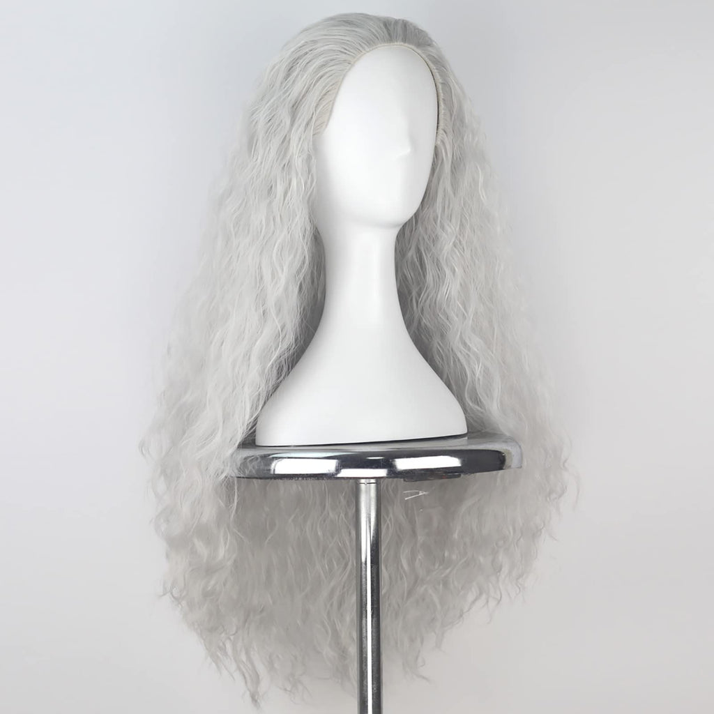 Yan Dream Long Silvery Old Lady Wig – Granny Witch Cosplay Hair for Women (Halloween)