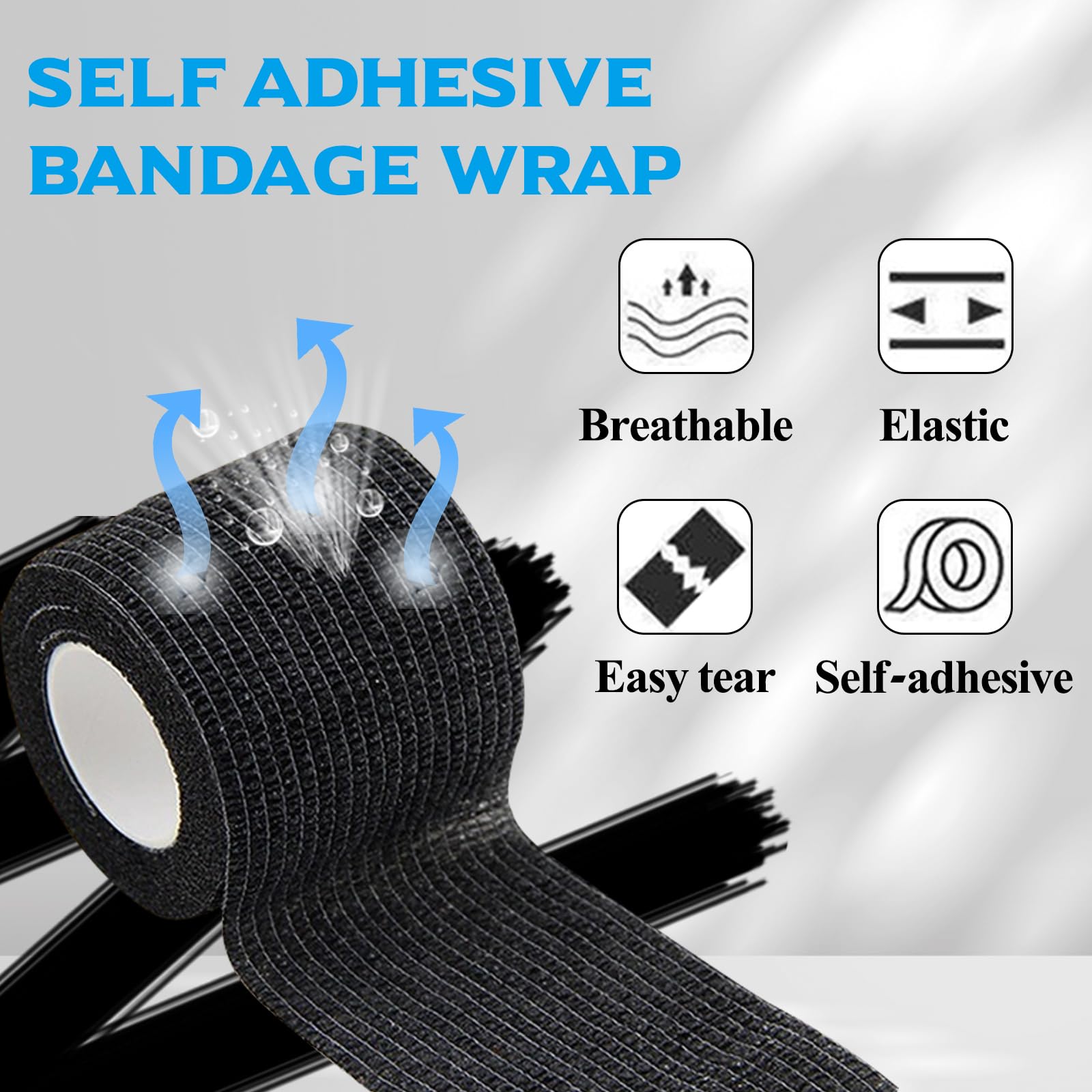 Yangna Clip Cord Covers with Tattoo Grip Tapes – 125 Sleeves + 6 Grip Tapes, Blue