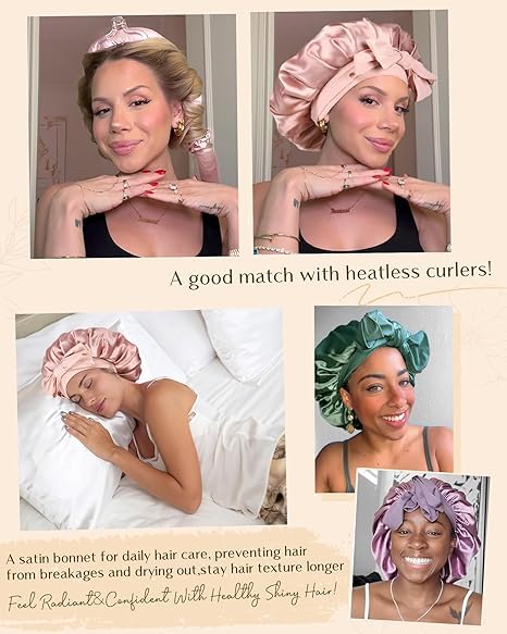 YANIBEST Adjustable Satin Bonnet for Sleeping – Double-Layer Design to Reduce Friction & Preserve Curls