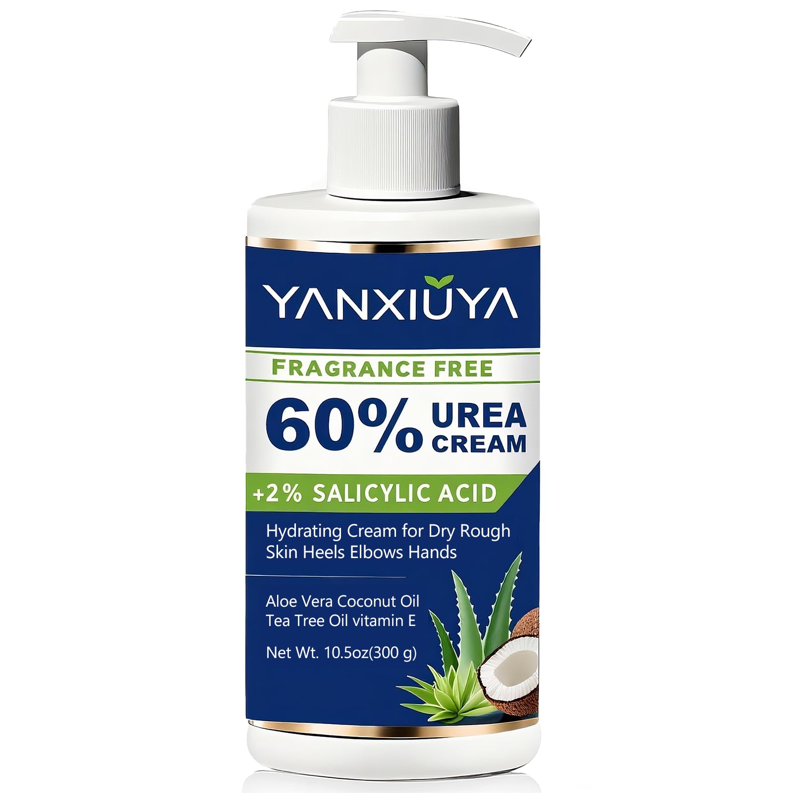 YANXIUYA 60% Urea Cream – 10.5 oz Fragrance-Free Foot Moisturizer with 2% Salicylic Acid