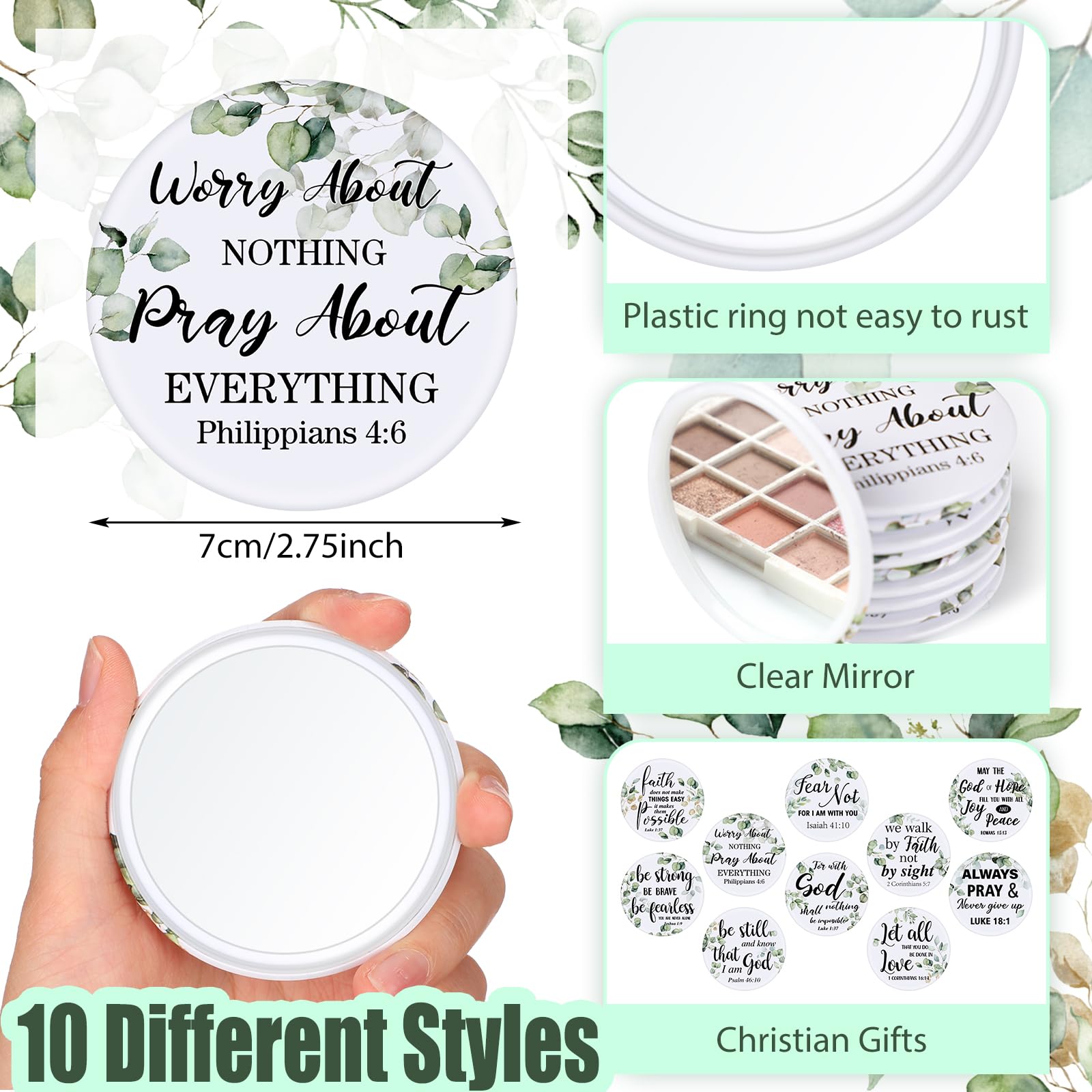 Yaomiao 160 Pcs Christian Gifts Compact Mirrors for Women – Bible Verse Pocket Mirrors Bulk