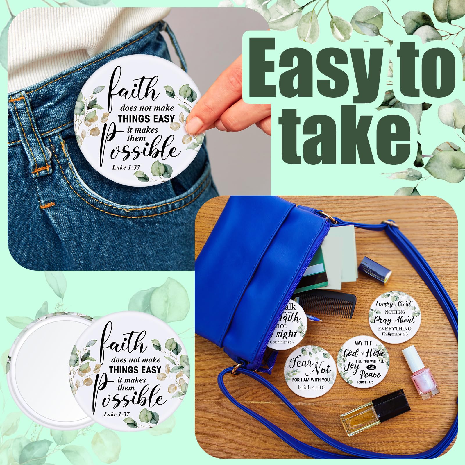 Yaomiao 160 Pcs Christian Gifts Compact Mirrors for Women – Bible Verse Pocket Mirrors Bulk