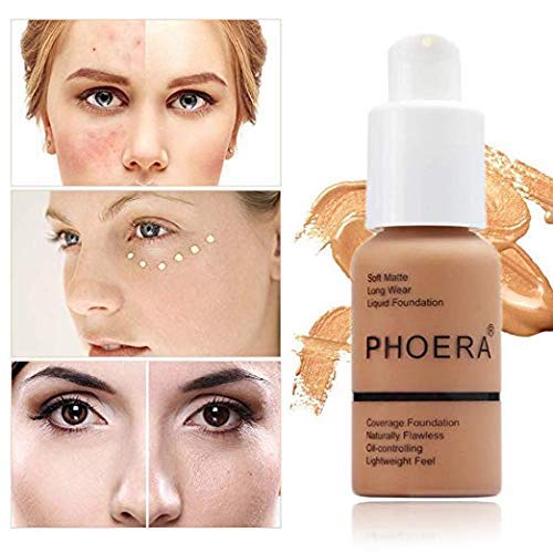 Yaper PHOERA Foundation: Soft Matte, Oil-Control Liquid Foundation – Full Coverage (Buff Beige 104)