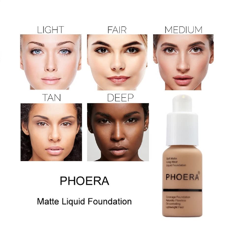 Yaper PHOERA Foundation: Soft Matte, Oil-Control Liquid Foundation – Full Coverage (Buff Beige 104)