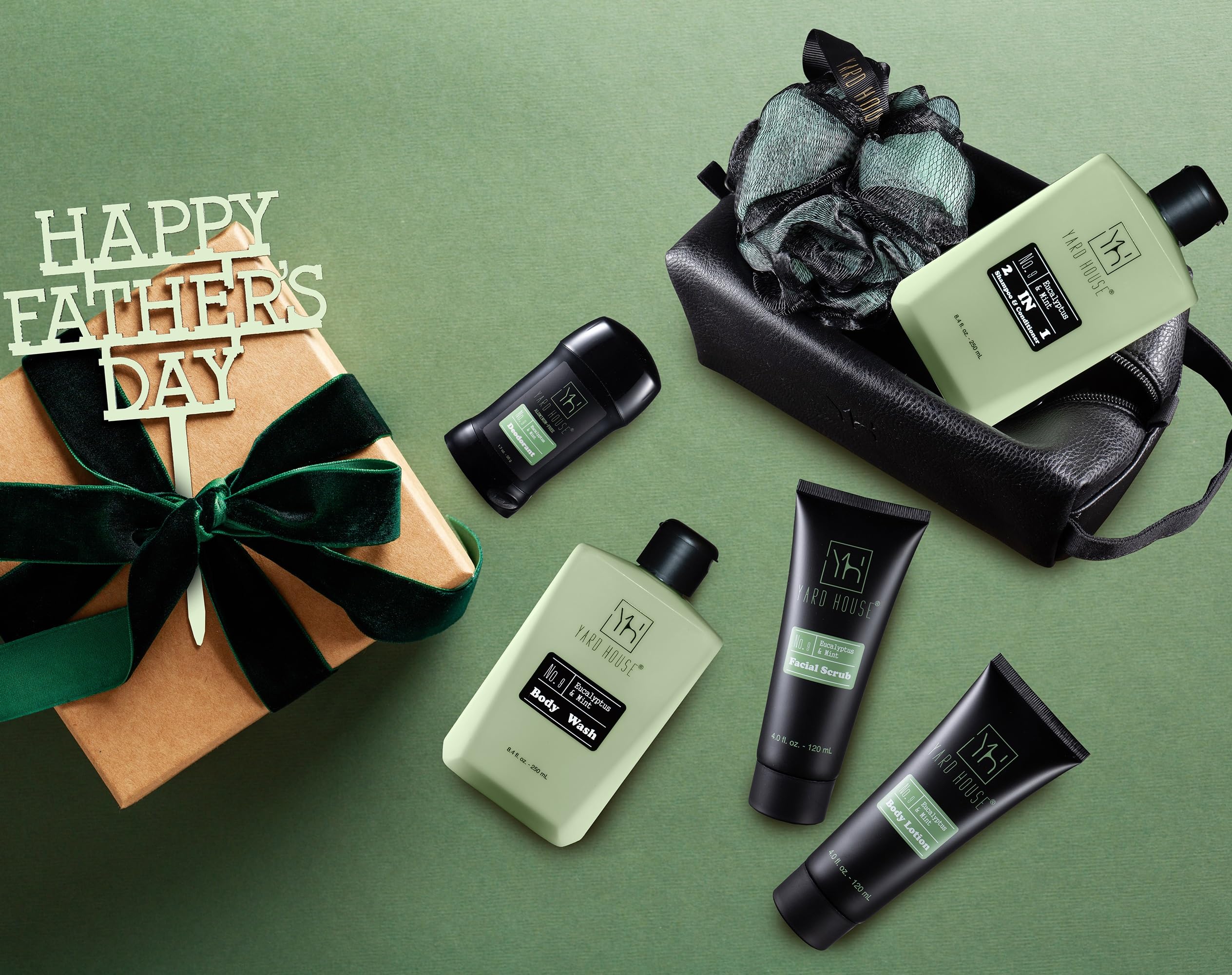 Yard House Men's Luxury Bath & Body Gift Set - 7pc with Leather Toiletry Bag