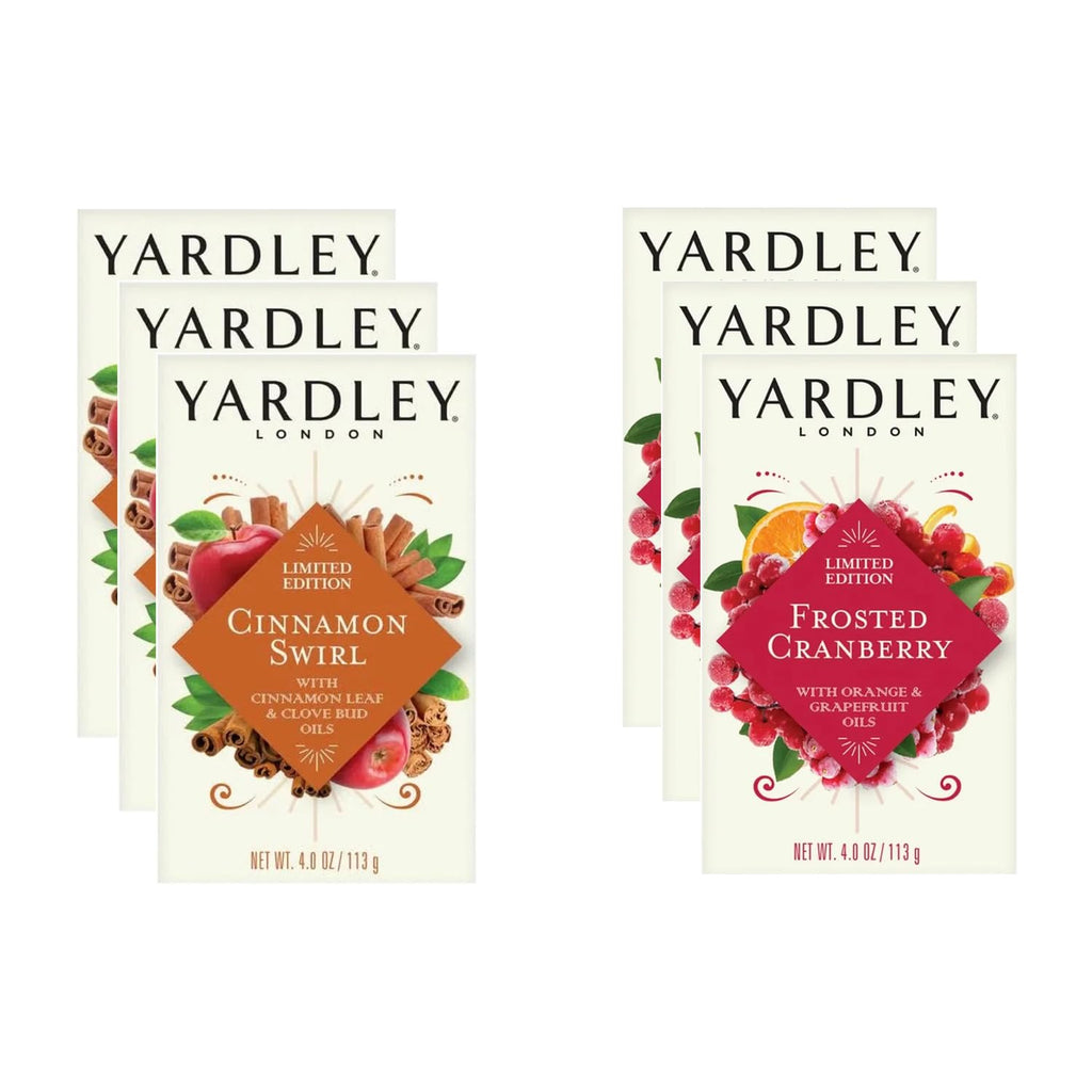 Deal Society Yardley London Limited Edition Soap Variety Pack – 6 Moisturizing Bars (Cinnamon Swirl & Frosted Cranberry) 4oz