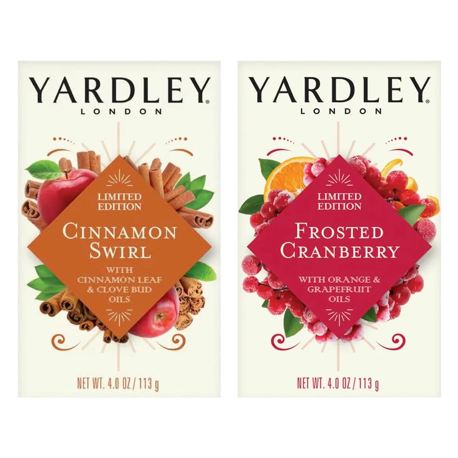Deal Society Yardley London Limited Edition Soap Variety Pack – 6 Moisturizing Bars (Cinnamon Swirl & Frosted Cranberry) 4oz