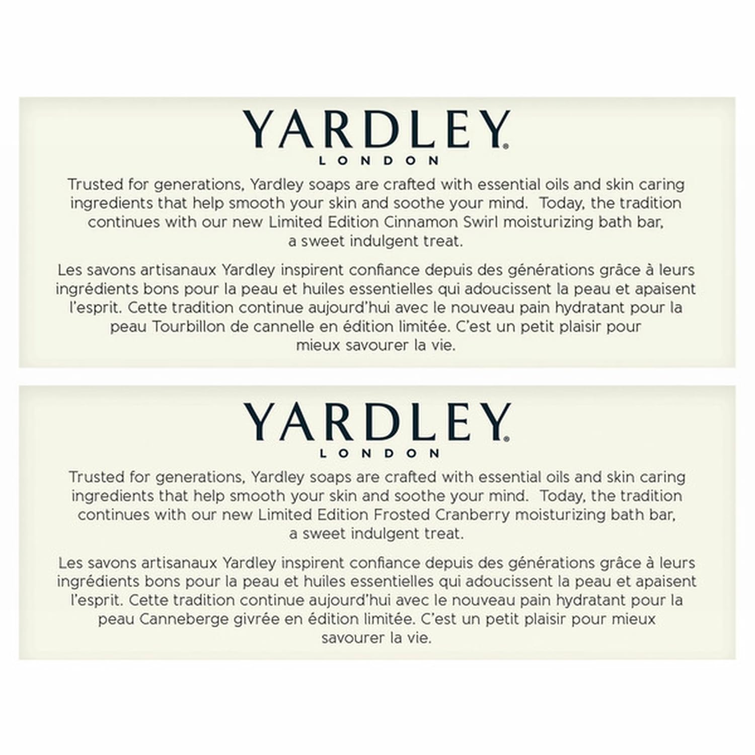 Deal Society Yardley London Limited Edition Soap Variety Pack – 6 Moisturizing Bars (Cinnamon Swirl & Frosted Cranberry) 4oz