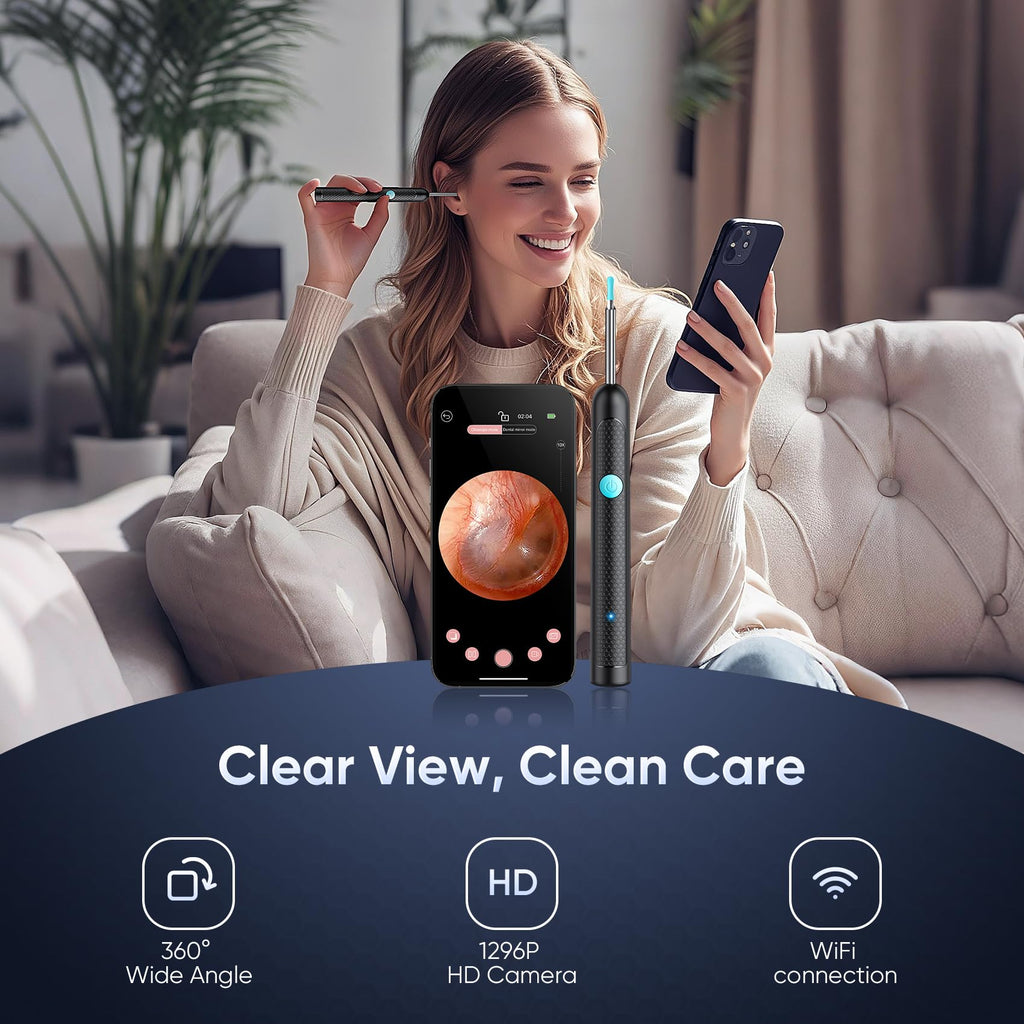 Yardstick Ear Wax Removal Kit with 1296P Camera & 6 LED Lights – Ear Canal Cleaner for iOS & Android