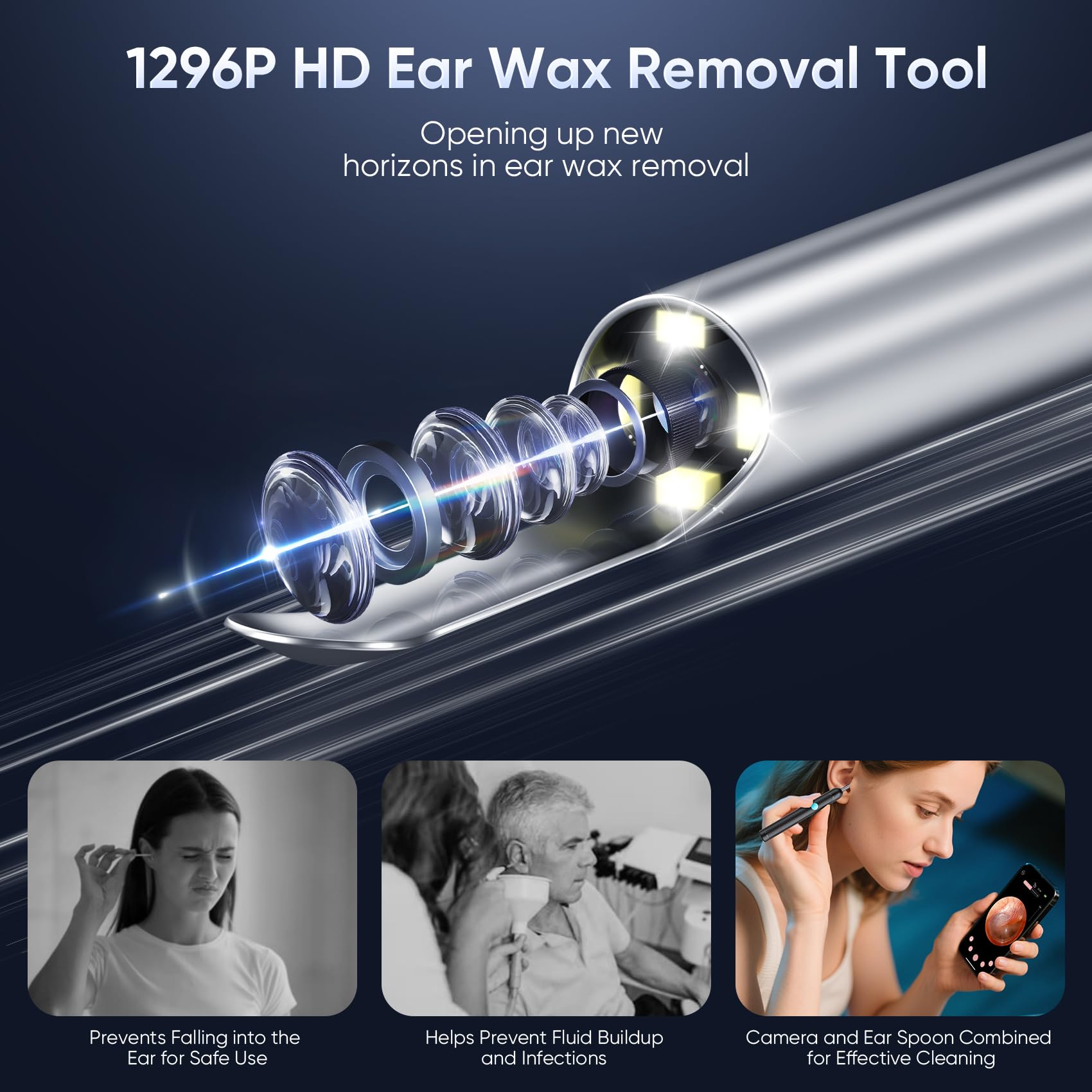 Yardstick Ear Wax Removal Kit with 1296P Camera & 6 LED Lights – Ear Canal Cleaner for iOS & Android