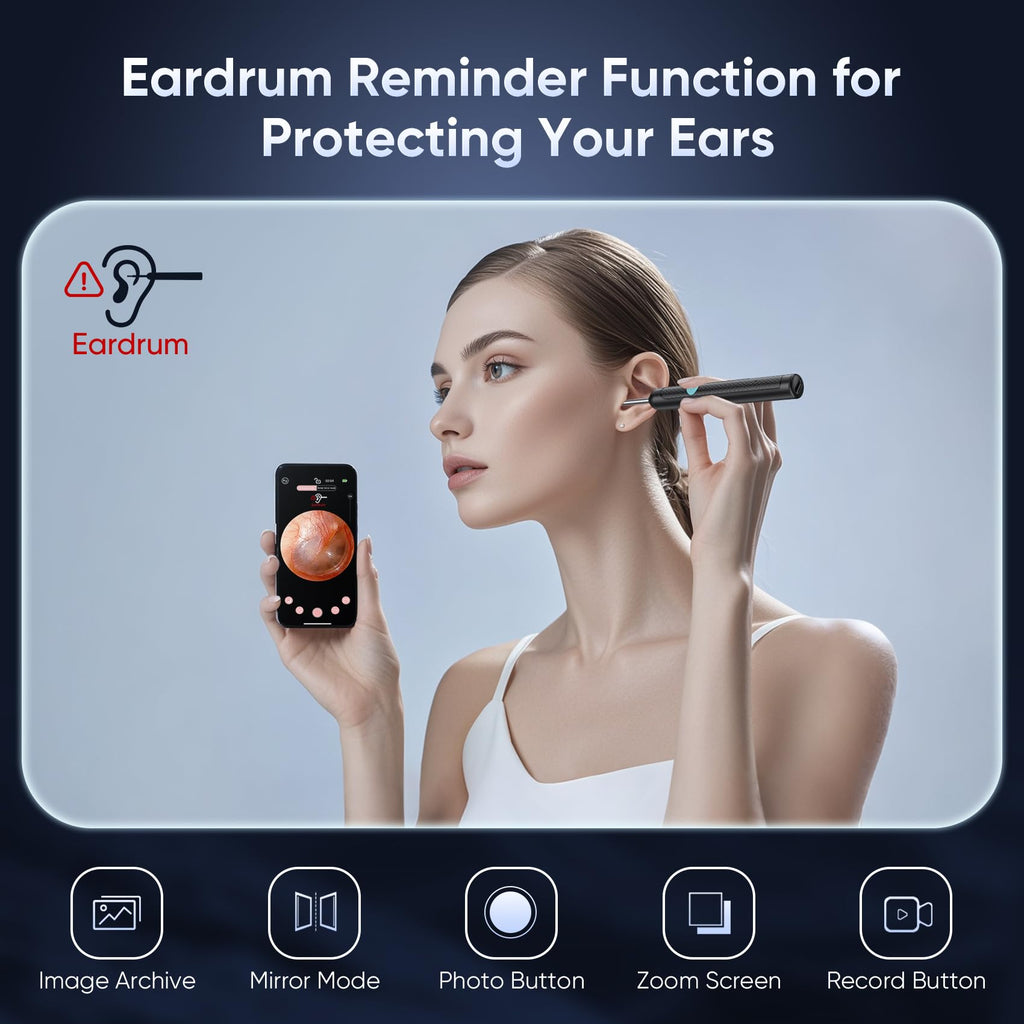 Yardstick Ear Wax Removal Kit with 1296P Camera & 6 LED Lights – Ear Canal Cleaner for iOS & Android