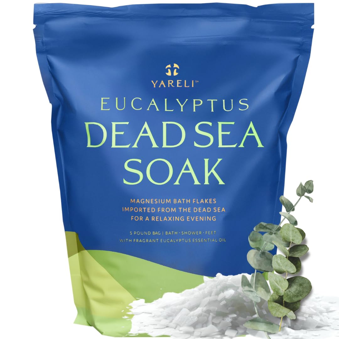 YARELI Magnesium Flakes 5lb – Dead Sea Bath & Foot Soak with Eucalyptus