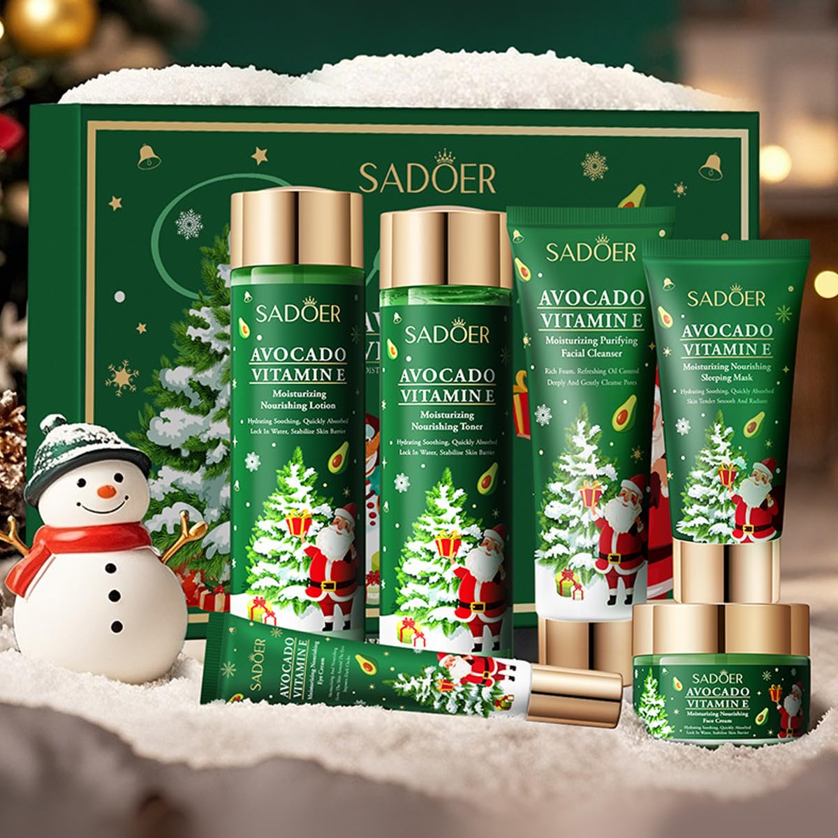 Yasovigi Christmas Avocado Skincare Gift Set – 6-Piece Deep Moisturizing Kit