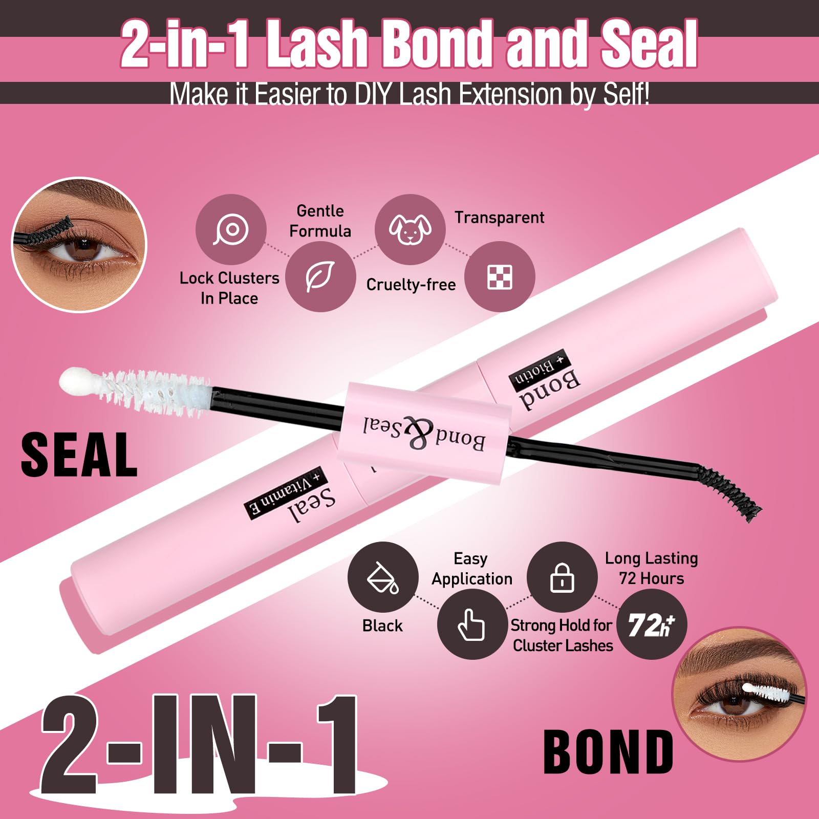 Yawamica Eyelash Extension Kit – Fluffy Volume Lashes, 14-20mm D Curl, 240pcs Clusters + Bond & Seal