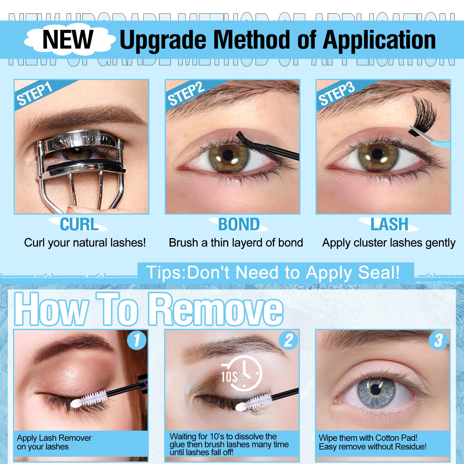 Yawamica Lash Extension Kit Fluffier 150D+200D Clusters | DIY Lashes 12-20mm with Bond, Remover & Tweezers