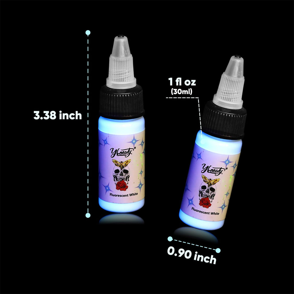 Ybeauty Tattoo Ink Set – 8 Fluorescent UV Inks, 15ml Bottles (1/2 oz each)