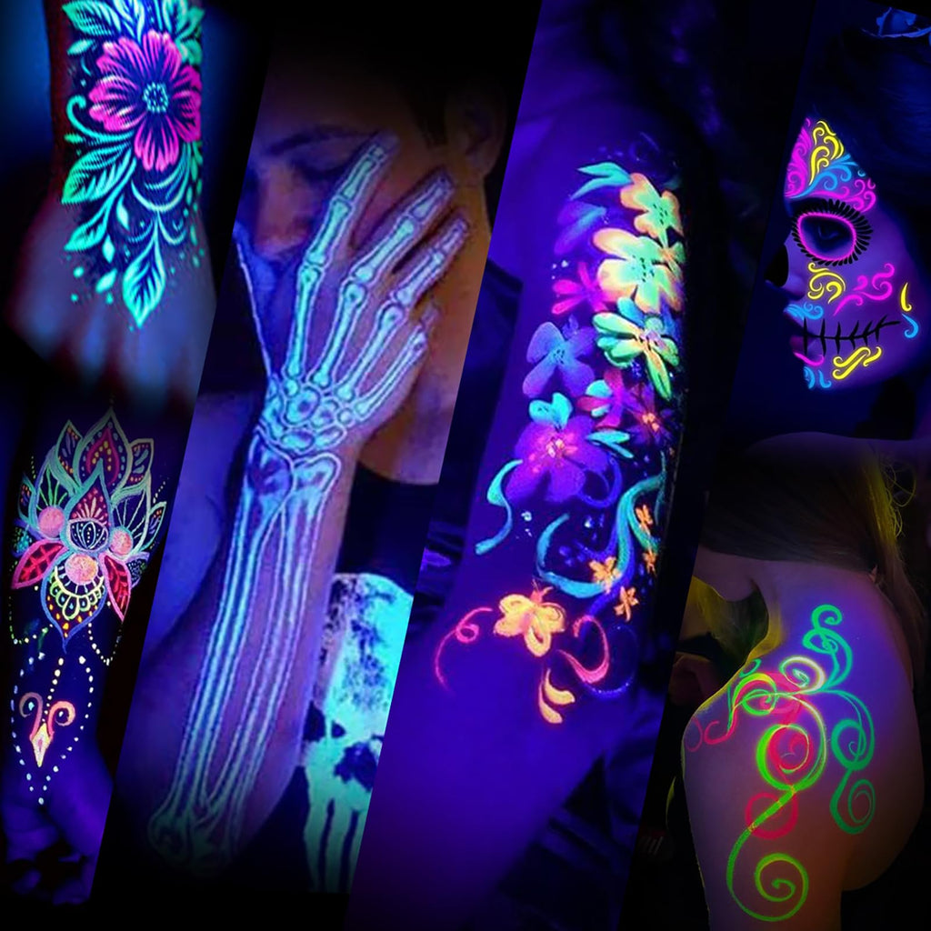 Ybeauty Tattoo Ink Set – 8 Fluorescent UV Inks, 15ml Bottles (1/2 oz each)