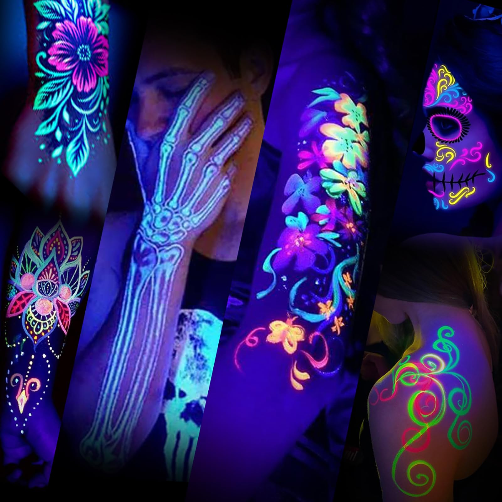 Ybeauty Tattoo Ink Set – 8 Fluorescent UV Inks, 15ml Bottles (1/2 oz each)