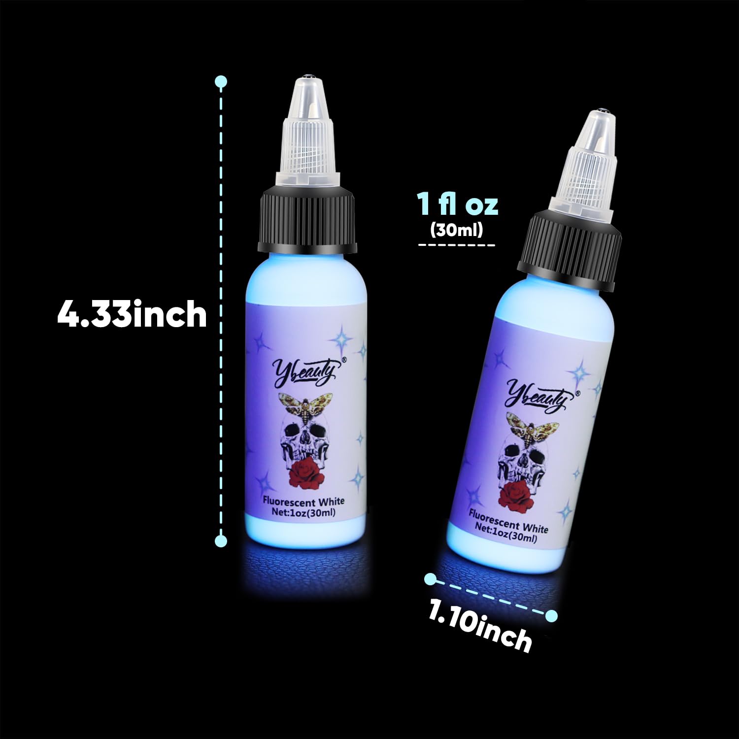 Ybeauty UV Tattoo Ink Set – 8-Color Glow Fluorescent Inks (5ml Each)