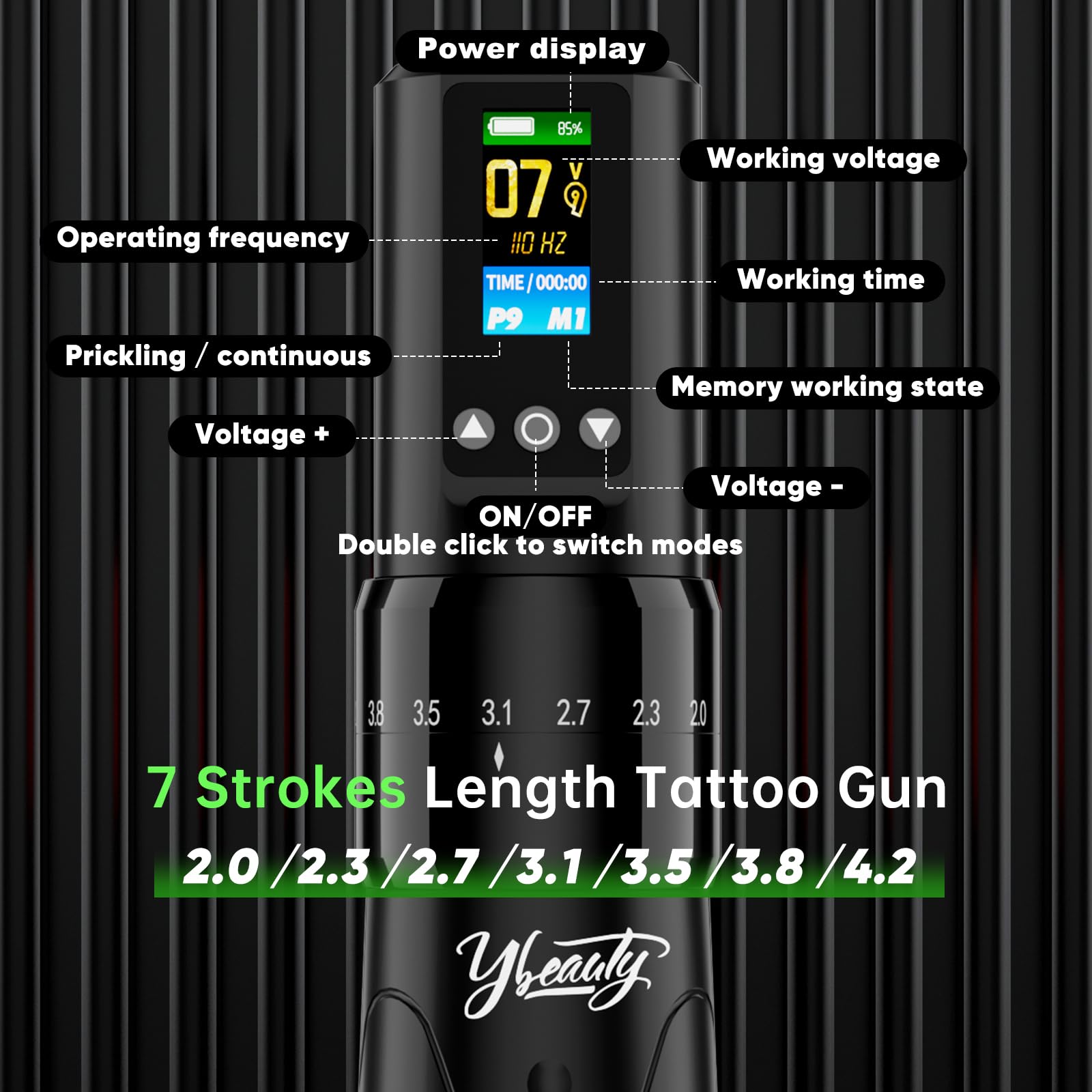 Ybeauty Wireless Tattoo Gun Kit – Professional Rotary Tattoo Machine with 1600 mAh Power Supply, 76‑Piece Starter Set