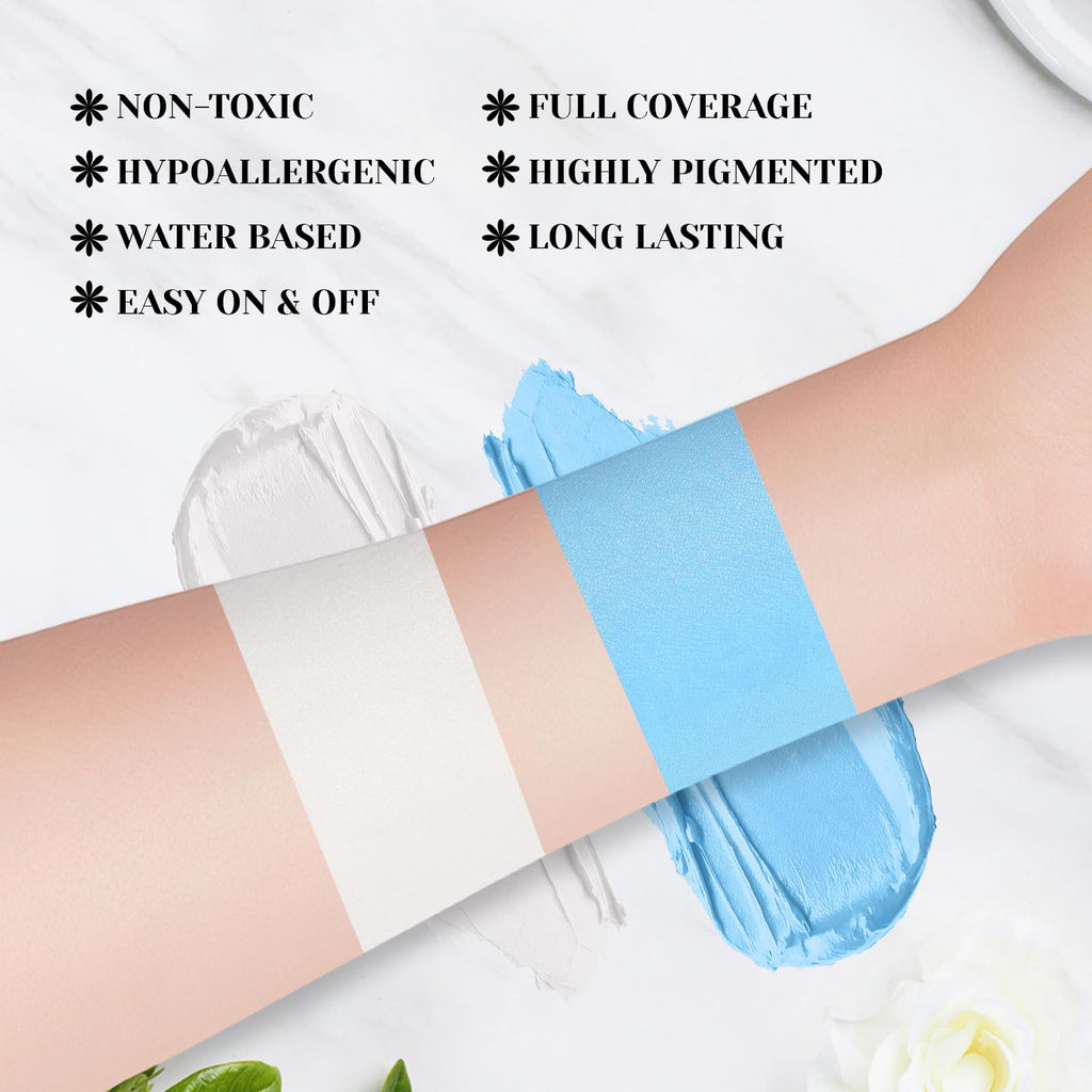 YBUETE White Light Blue Face & Body Paint Sticks – High Pigment SFX Kit