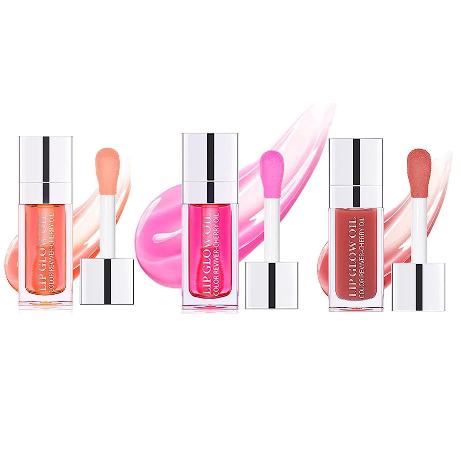 YCNASSS 3 Pcs Plumping Lip Oil – Hydrating Glow, Tint, Long-Lasting Transparent Gloss