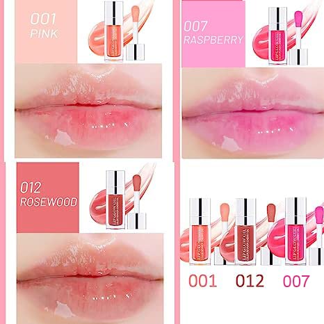 YCNASSS 3 Pcs Plumping Lip Oil – Hydrating Glow, Tint, Long-Lasting Transparent Gloss