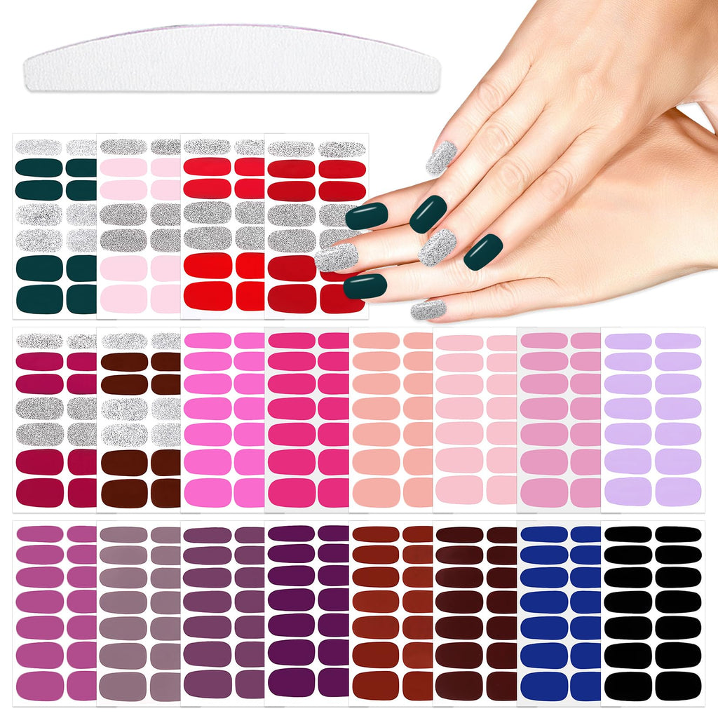 YECIRALA 20 Sheets Gel Nail Strips with File Set – Mix Colors